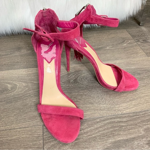 Brian Atwood Tosca Heels Open toe Tassel Ankle Strap Sandal Stiletto Pumps Pink - Picture 4 of 13